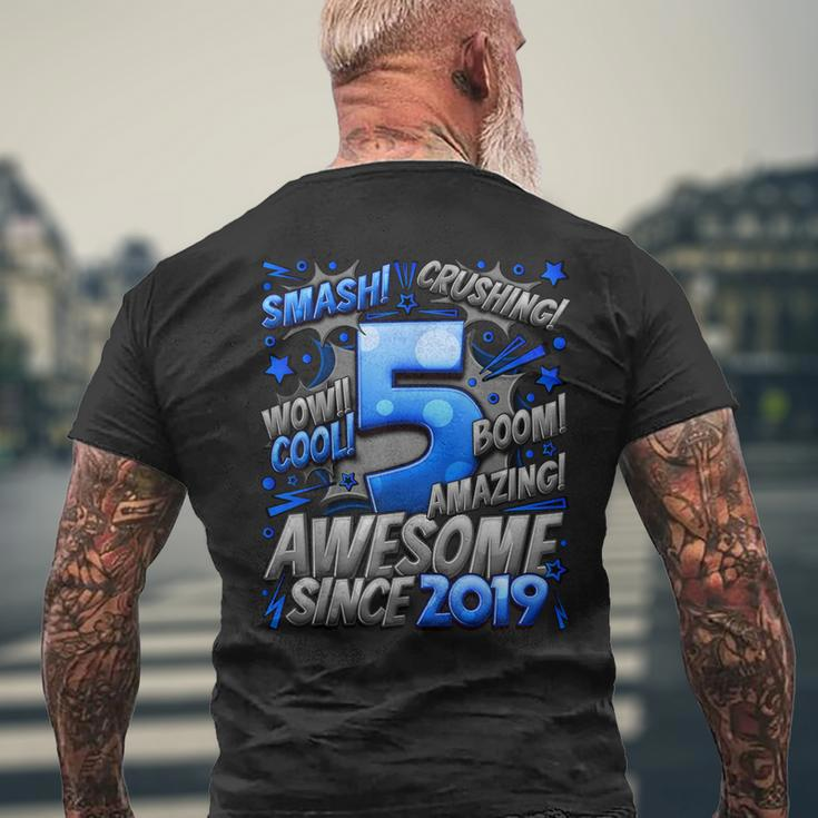 5Th Birthday Comic Style Awesome Since 2019 5 Year Old Boy Men's T-shirt Back Print Gifts for Old Men