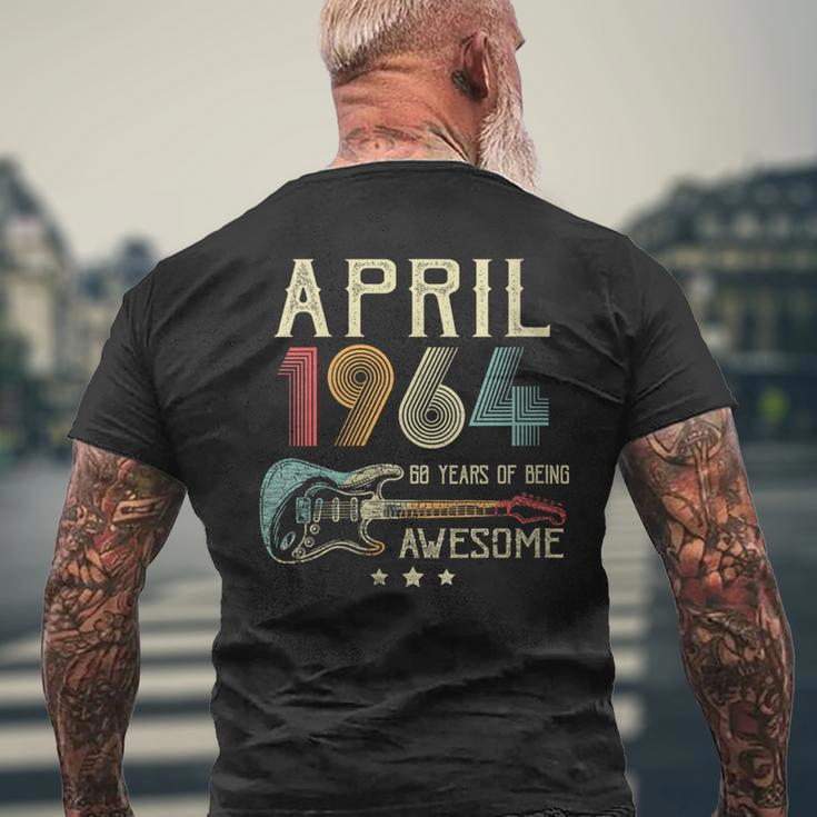 60Th Birthday Guitar Lover Vintage April 1964 60 Year Old Men's T-shirt Back Print Gifts for Old Men