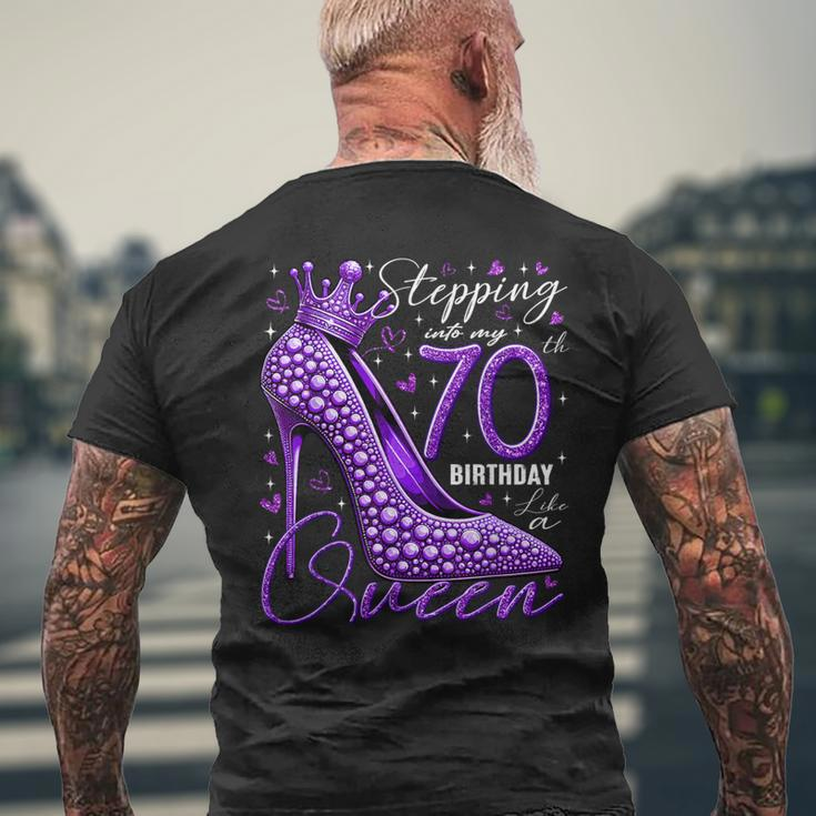 70 Year Old High Heels Stepping Into My 70Th Birthday Men's T-shirt Back Print Gifts for Old Men