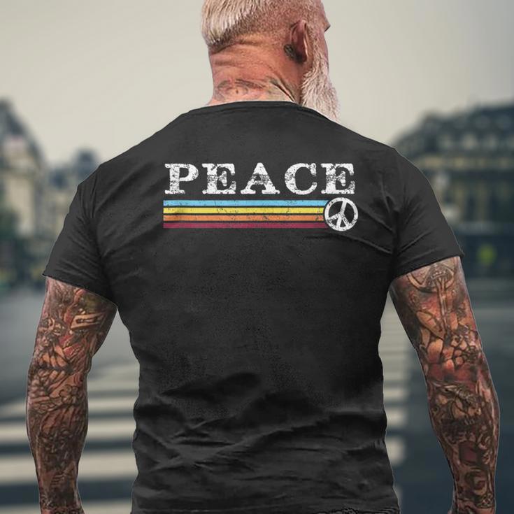 70'S Stripe Vintage Retro Peace Hippy Hippie Men's T-shirt Back Print Gifts for Old Men