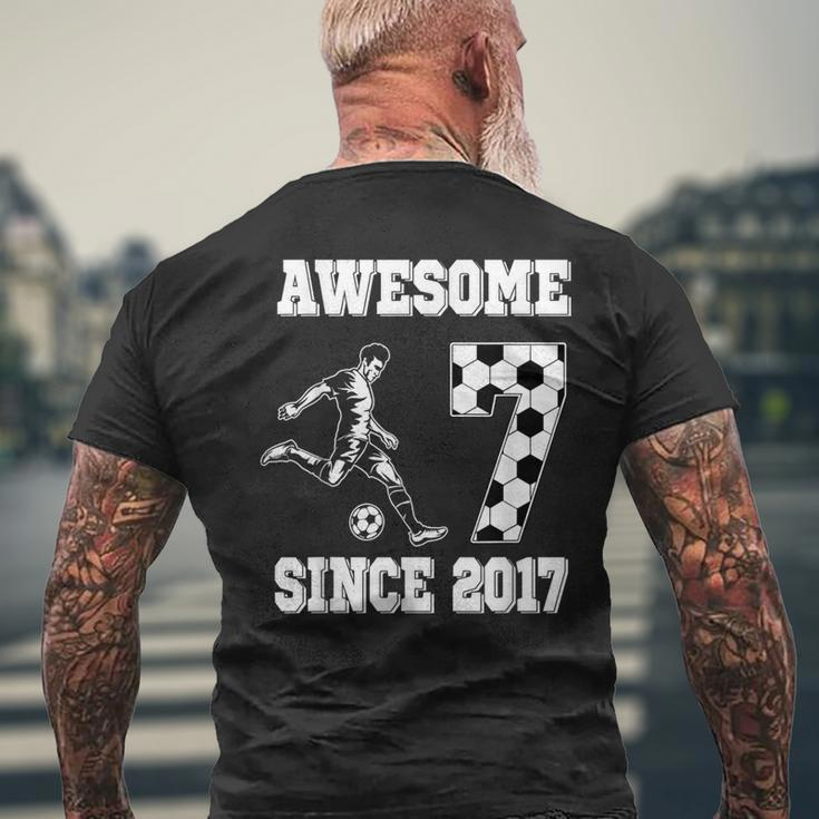 7Th Birthday Boy Awesome Since 2017 Soccer 7 Years Old Men's T-shirt Back Print Gifts for Old Men