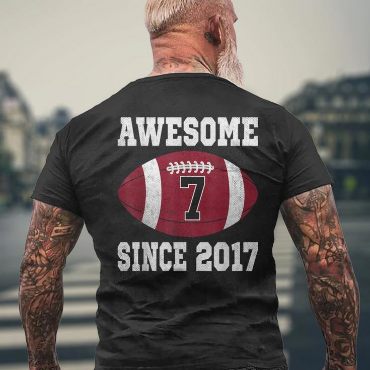 7Th Birthday Football Player 7 Years Old Vintage Sports Men's T-shirt Back Print Gifts for Old Men