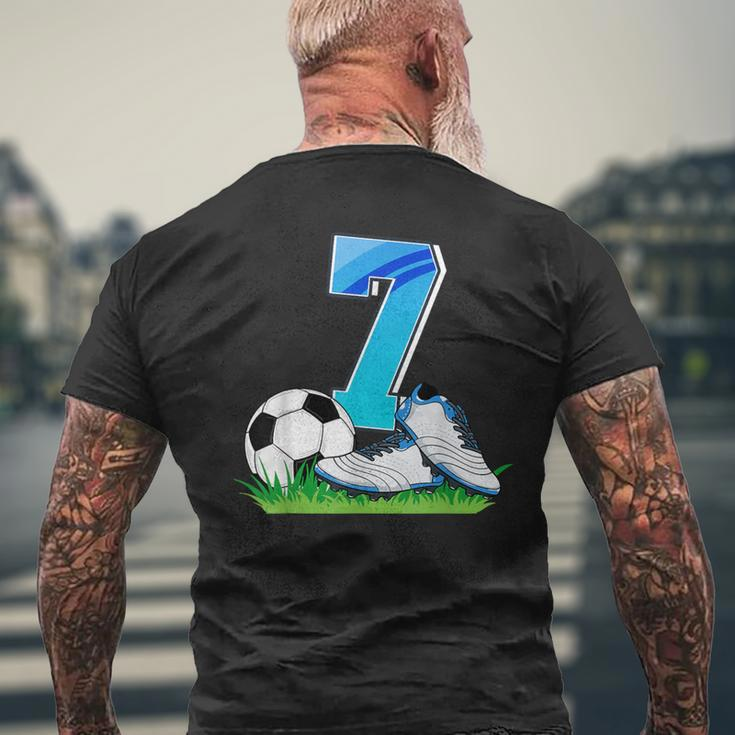 7Th Birthday Football Soccer 7 Years Old Boys Men's T-shirt Back Print Gifts for Old Men