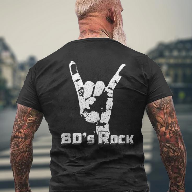 80S Rock N Roll Band Hand Horns Vintage Style Men's T-shirt Back Print Gifts for Old Men