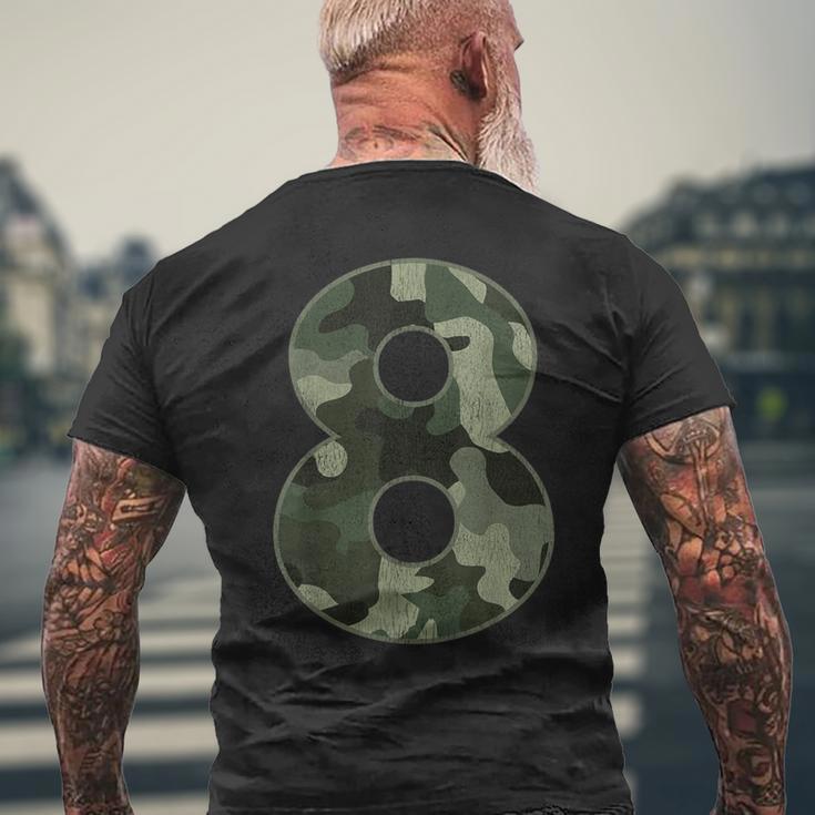 8Th Birthday Army Birthday Party 8 Years Old Camo Number 8 Men's T-shirt Back Print Gifts for Old Men