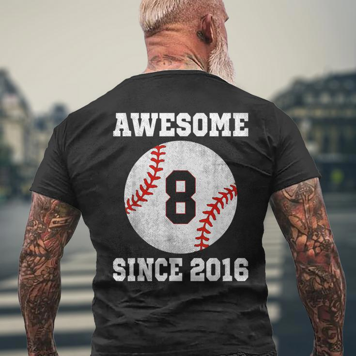 8Th Birthday Baseball Player 8 Years Old Vintage Sports Men's T-shirt Back Print Gifts for Old Men