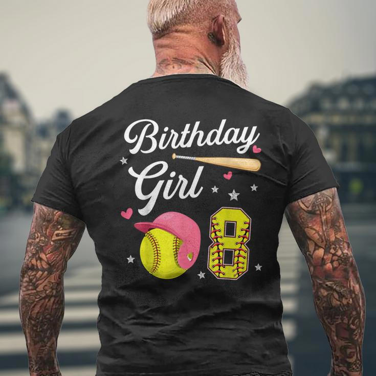 8Th Birthday Softball Player Themed Girls Eight 8 Years Old Men's T-shirt Back Print Gifts for Old Men
