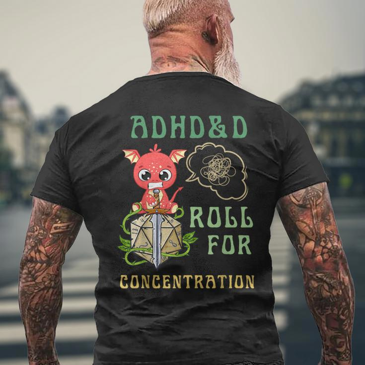 Adhd&D Roll For Concentration Quote Gamer Apparel Men's T-shirt Back Print Gifts for Old Men
