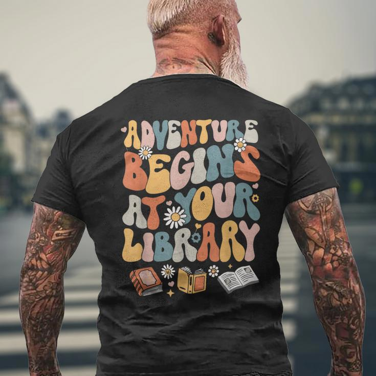 Adventure Begins At Your Library Summer Reading 2024 Flowers Men's T-shirt Back Print Gifts for Old Men