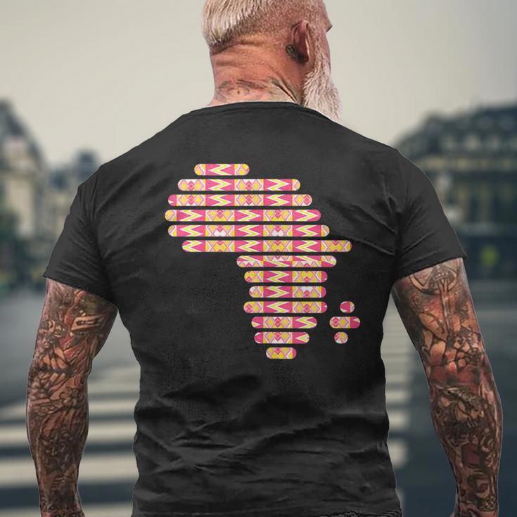 Africa Map Kente Pattern Pink Ghana Style West African Print Men's T-shirt Back Print Gifts for Old Men