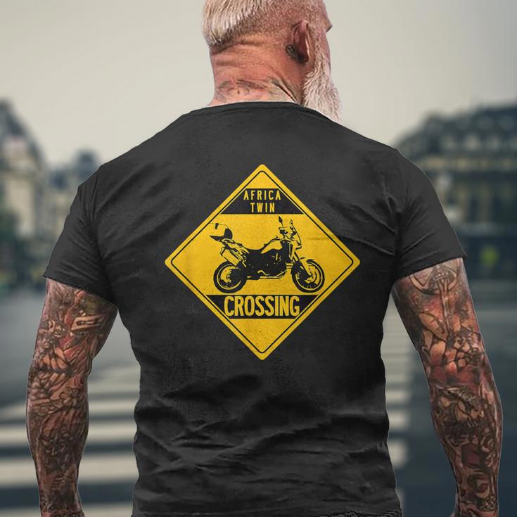 Africa Twin Crossing Kurzärmliges Herren-T-Kurzärmliges Herren-T-Shirt für Motorradfans, Schwarzes Design Geschenke für alte Männer