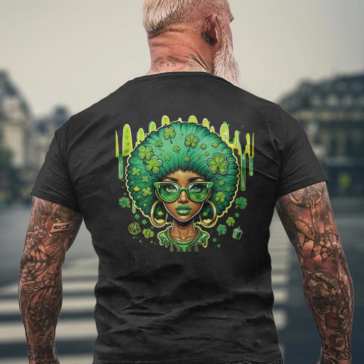African American Female Leprechaun Black St Patrick's Day Men's T-shirt Back Print Gifts for Old Men