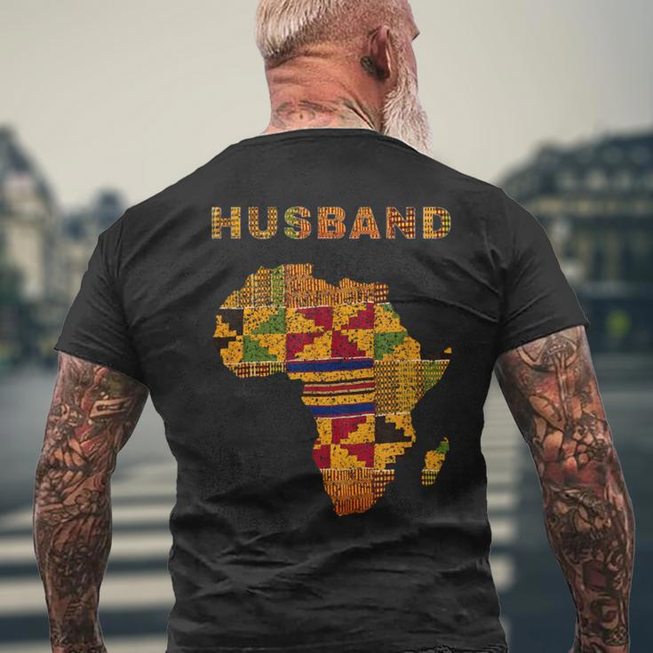 Afro Black Husband African Ghana Kente Cloth Couple Matching Men's T-shirt Back Print Gifts for Old Men