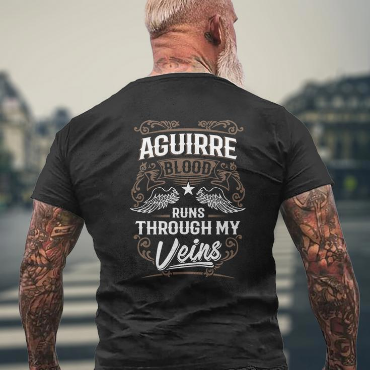 Aguirre Blood Runs Through My Veins Legend NameShirt Mens Back Print T-shirt Gifts for Old Men