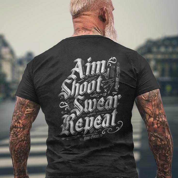 Aim Shoot Swear Repeat Archery Archer Vintage Retro Men's T-shirt Back Print Gifts for Old Men