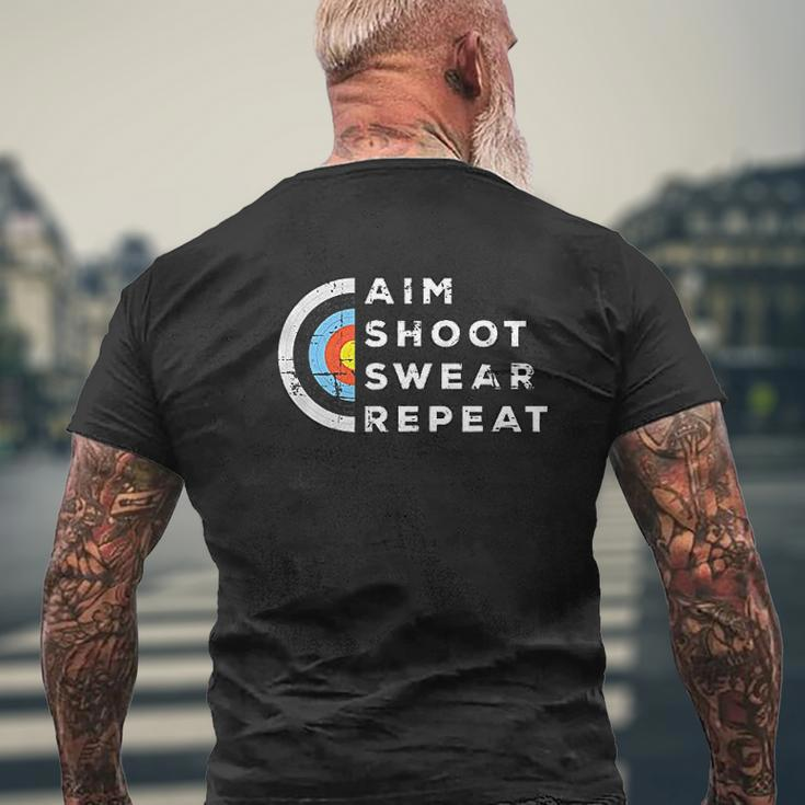 Aim Shoot Swear Repeat Archery Costume Archer Archery Mens Back Print T-shirt Gifts for Old Men