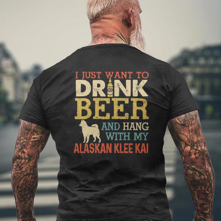 Alaskan Klee Kai Dad Drink Beer Hang With Dog Vintage Mens Back Print T-shirt Gifts for Old Men