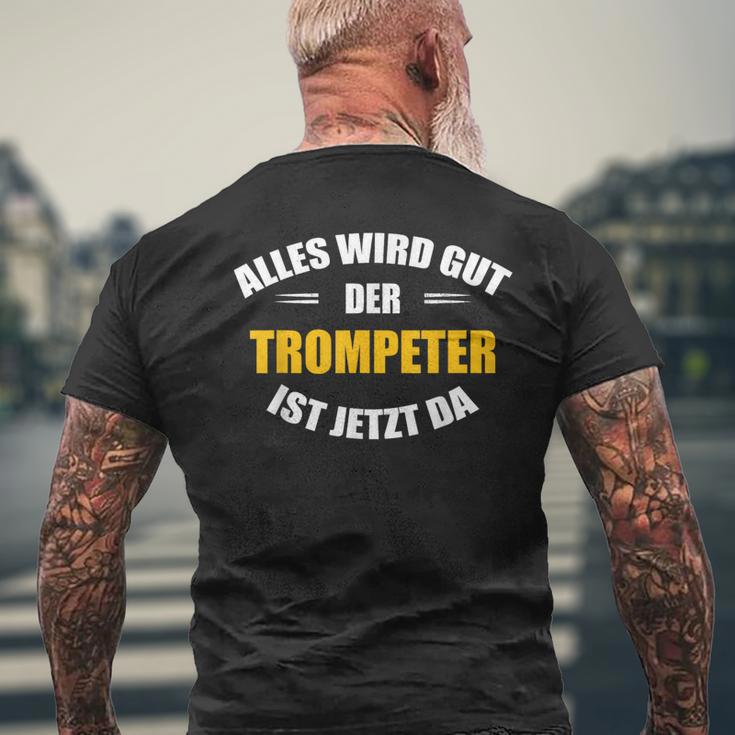 Alles Wird Gut Trumpeter Herren-Kurzärmliges Herren-T-Kurzärmliges Herren-T-Shirt in Schwarz, Musikliebhaber Design Geschenke für alte Männer