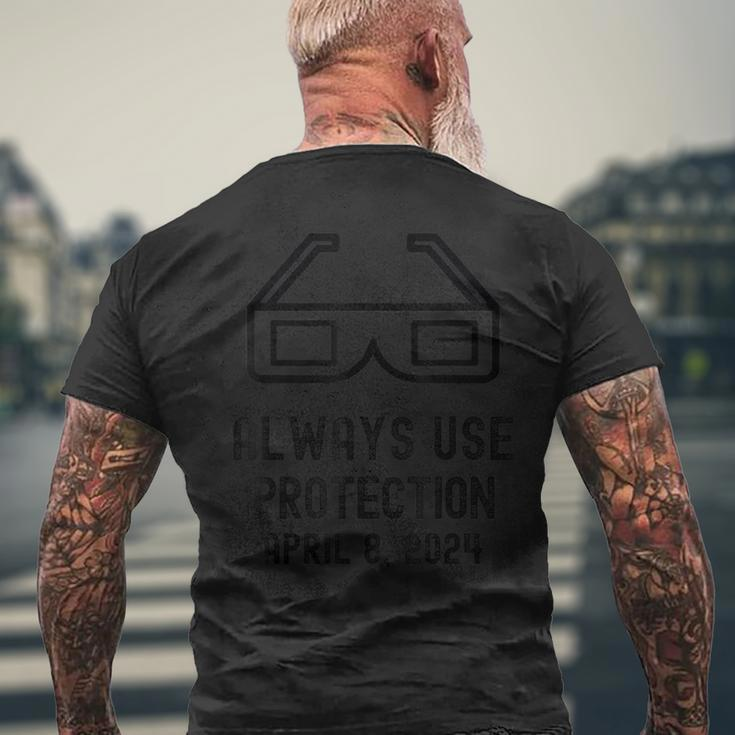 Always Use Protection Solar Eclipse 2024 Totality Sun Men's T-shirt Back Print Gifts for Old Men