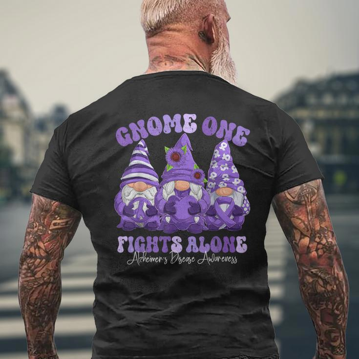 Alzheimer's Disease Awareness Month Purple Ribbon Gnomies Men's T-shirt Back Print Gifts for Old Men