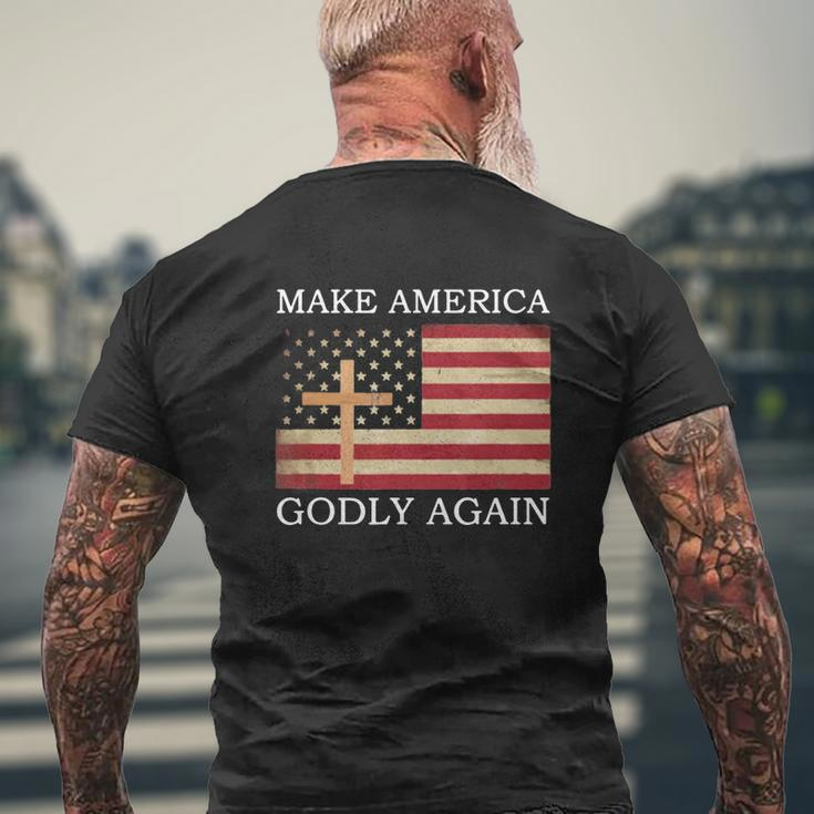 Make America Godly Again American Flag V2 Mens Back Print T-shirt Gifts for Old Men