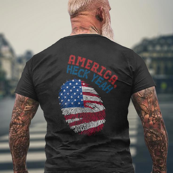 America Heck Yeah Fingerprint Flag Patriotic Usa Men's T-shirt Back Print Gifts for Old Men