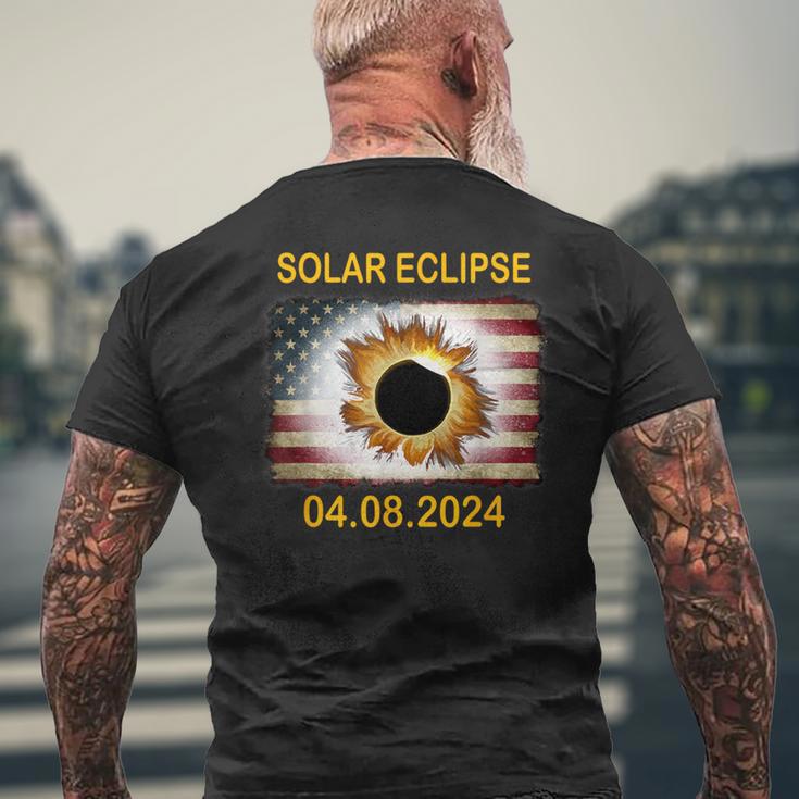 America Totality 04 08 24 Total Solar Eclipse 2024 Usa Flag Men's T-shirt Back Print Gifts for Old Men