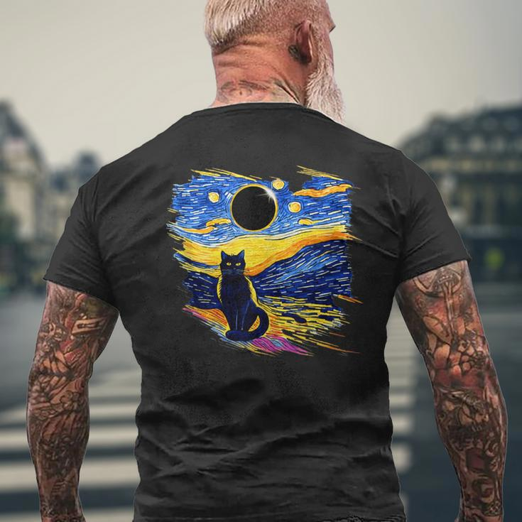 America Totality Solar Eclipse 2024 Starry Night Van Gogh Men's T-shirt Back Print Gifts for Old Men
