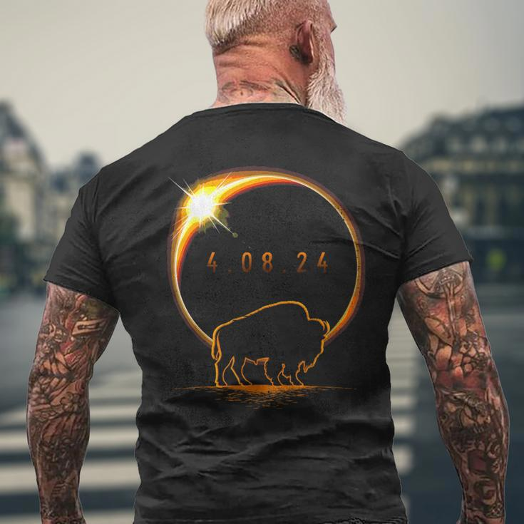 American Bison Buffalo Solar 2024 Eclipse Men's T-shirt Back Print Gifts for Old Men