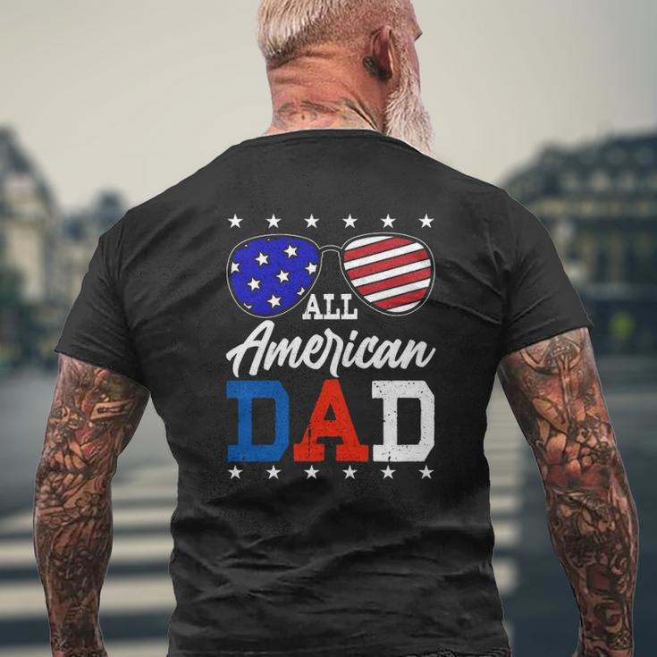 All American Dad 4Th Of July American Flag Sunglasses Usa Father's Day Mens Back Print T-shirt Gifts for Old Men
