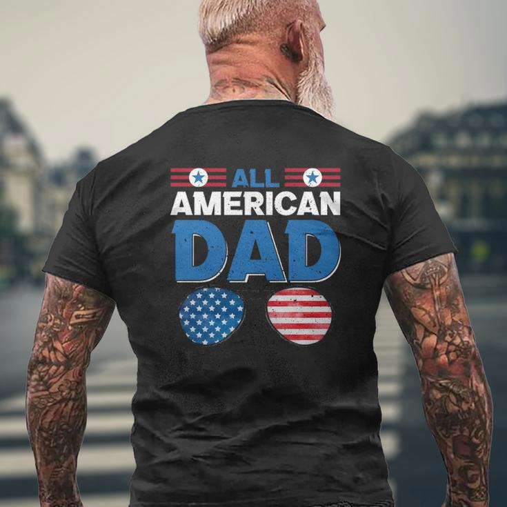 All American Dad 4Th Of July Usa American Flag Sunglasses Dad Daddy Father's Day Mens Back Print T-shirt Gifts for Old Men
