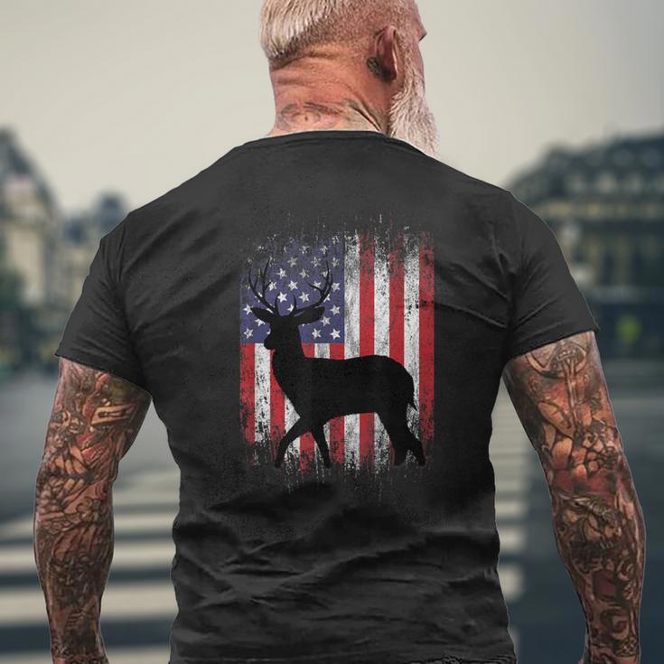 American Deer Hunting Patriotic Hunter Flag Whitetail Buck Men's T-shirt Back Print Gifts for Old Men