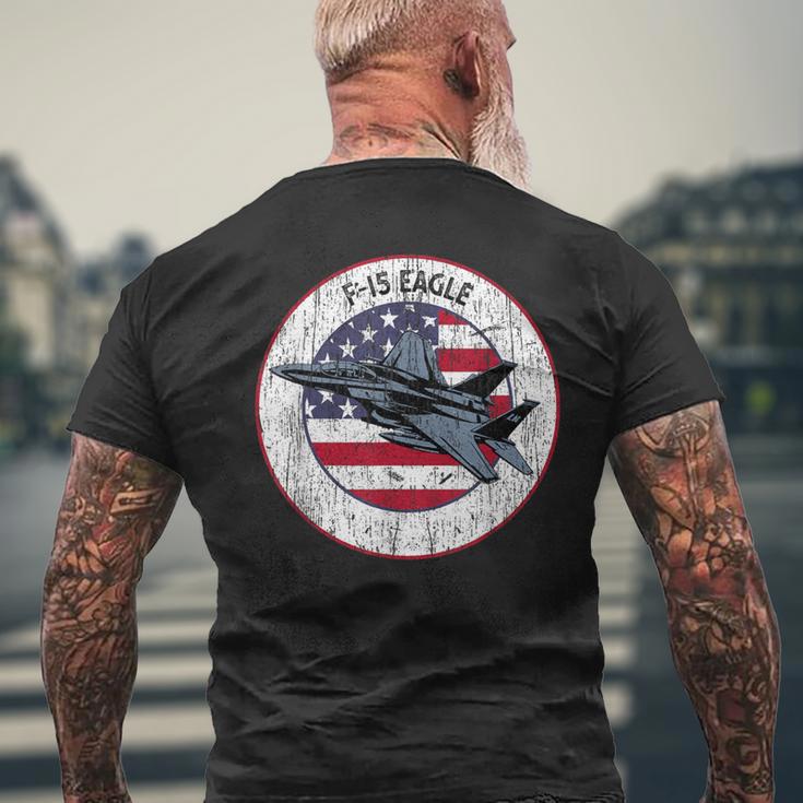 American Flag F-15 Eagle Us Military Fighter Jet 4Th July Men's T-shirt Back Print Gifts for Old Men