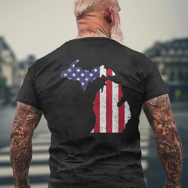 American Flag Fourth Of July 4Th Michigan Usa Men's T-shirt Back Print Gifts for Old Men