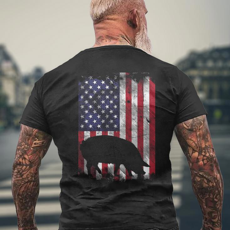 American Flag Pig Vintage Farm Animal Patriotic Piggy Men's T-shirt Back Print Gifts for Old Men