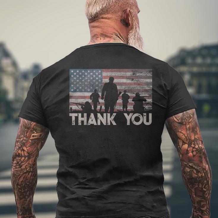 American Flag Thank You Military Appreciation Men's T-shirt Back Print Gifts for Old Men