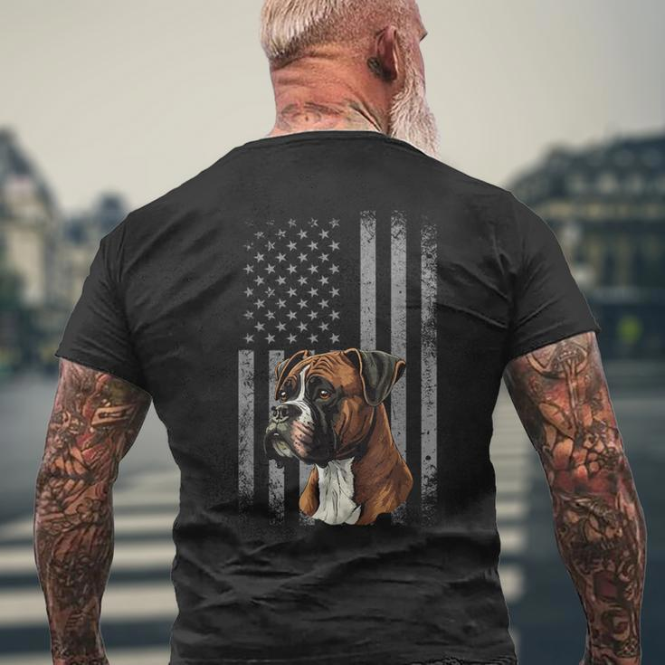 American Flag Usa Patriot Boxer Dog Dad Men's T-shirt Back Print Gifts for Old Men