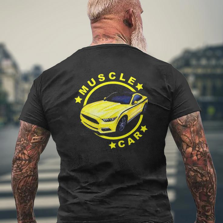 American Muscle Yellow Car Car Lover Mens Back Print T-shirt Gifts for Old Men