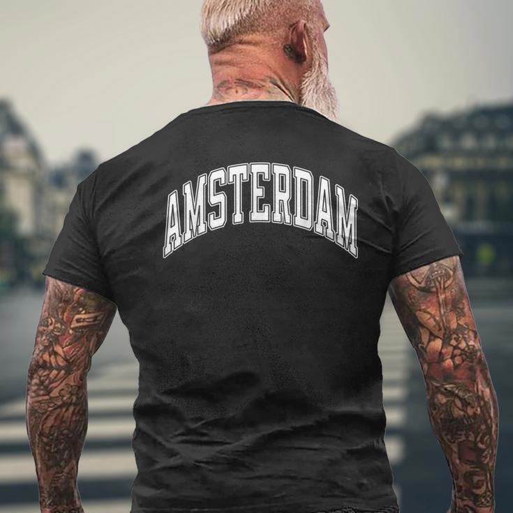 Amsterdam Netherlands Varsity Style Text T-Shirt mit Rückendruck Geschenke für alte Männer