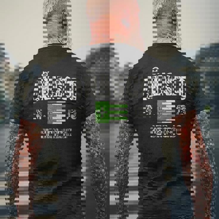 Añasco City In Puerto Rico Est 1733 Puerto Rico Flag Men's T-shirt Back Print Gifts for Old Men Añasco City In Puerto Rico Est 1733 Puerto Rico Flag Men's T-shirt Back Print Gifts for Old Men