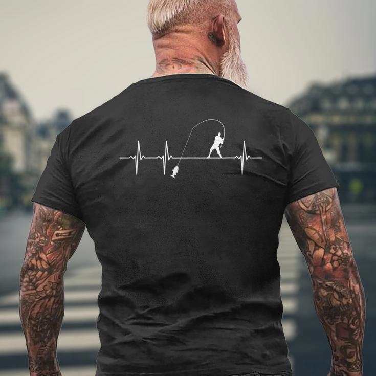 Angler Herzschlag Angeln Ekg Geschenk Fischer Fishing Rod T-Shirt mit Rückendruck Geschenke für alte Männer
