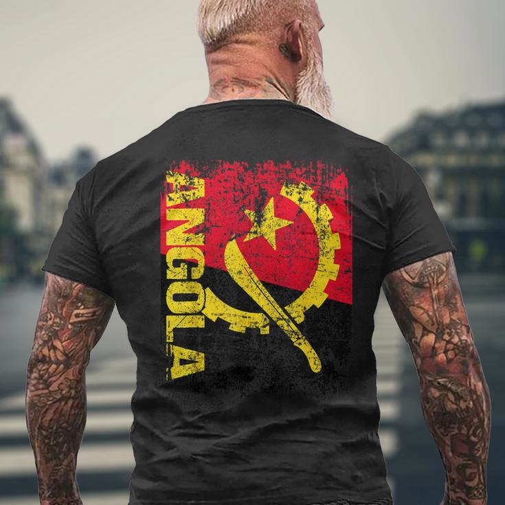 Angola Flag Vintage Distressed Angola Men's T-shirt Back Print Gifts for Old Men