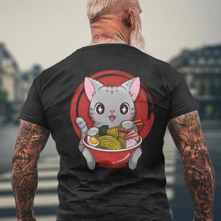 Anime Ramen Cats Kawaii Neko Men's T-shirt Back Print Gifts for Old Men