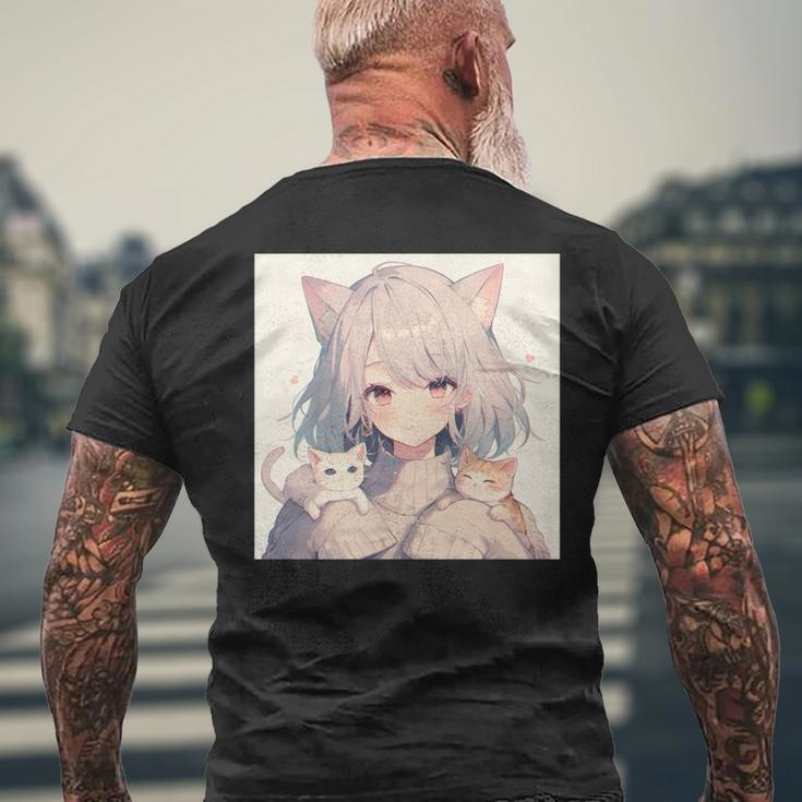 Anime- Und Katzenliebhaber Für Nager Manga Kawaii Graphic Otaku T-Shirt mit Rückendruck Geschenke für alte Männer