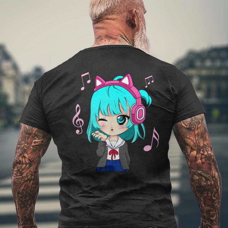 Anime Y Música Chica Para Adolescente Chibi Gráfico Anime Chica Camiseta Hombre Estampado Espalda Regalos para ancianos