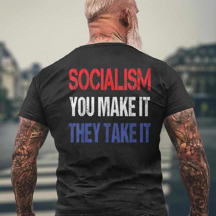 Anti-Socialism Saying Red White Blue Capitalist Men's T-shirt Back Print Gifts for Old Men