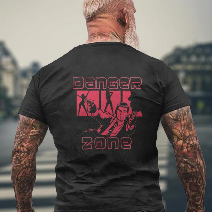 Archer Danger Zone Archer With Gun Mens Back Print T-shirt Gifts for Old Men