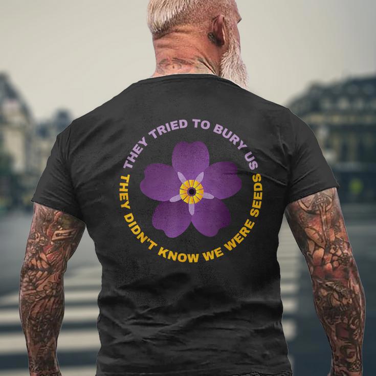 Armenia Armenian Genocide 1915 Purple Forget Me Not Flower Men's T-shirt Back Print Gifts for Old Men