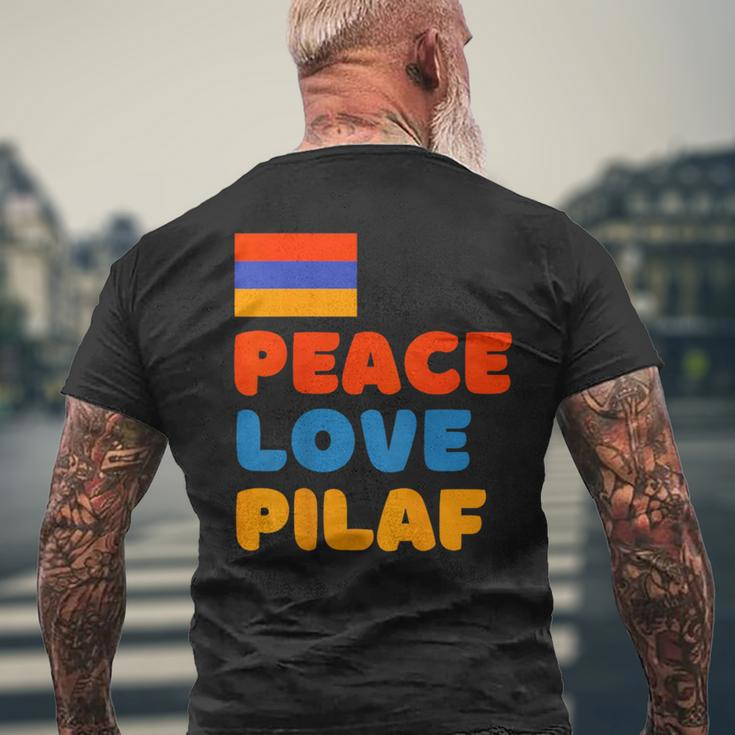 Armenian Flag Peace Love Pilaf Armenian Rice Lover Food Men's T-shirt Back Print Gifts for Old Men