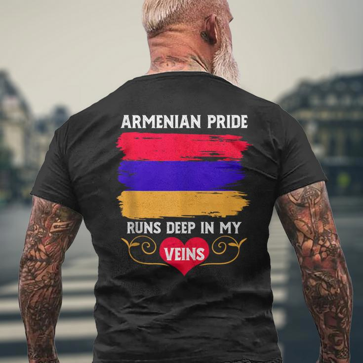Armenian Pride Runs Deep In My Veins Armenian Roots Men's T-shirt Back Print Gifts for Old Men